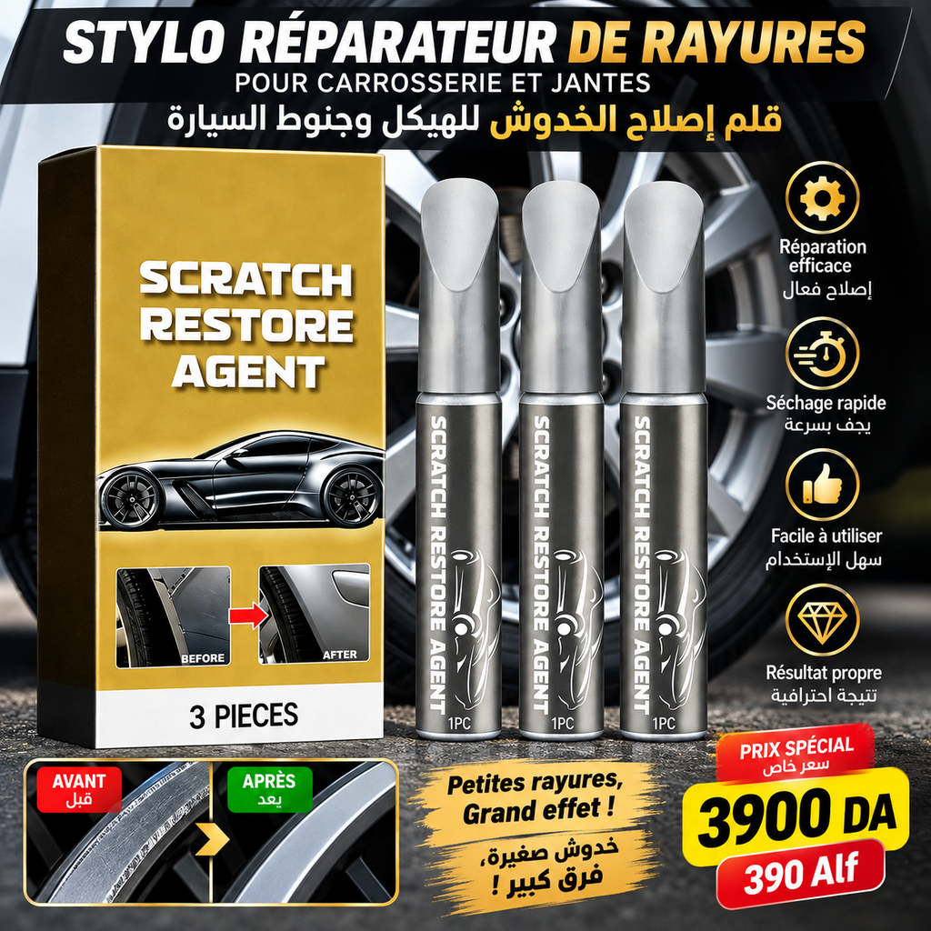 Stylo de Retouche pour Jantes Auto – Noir & Argent