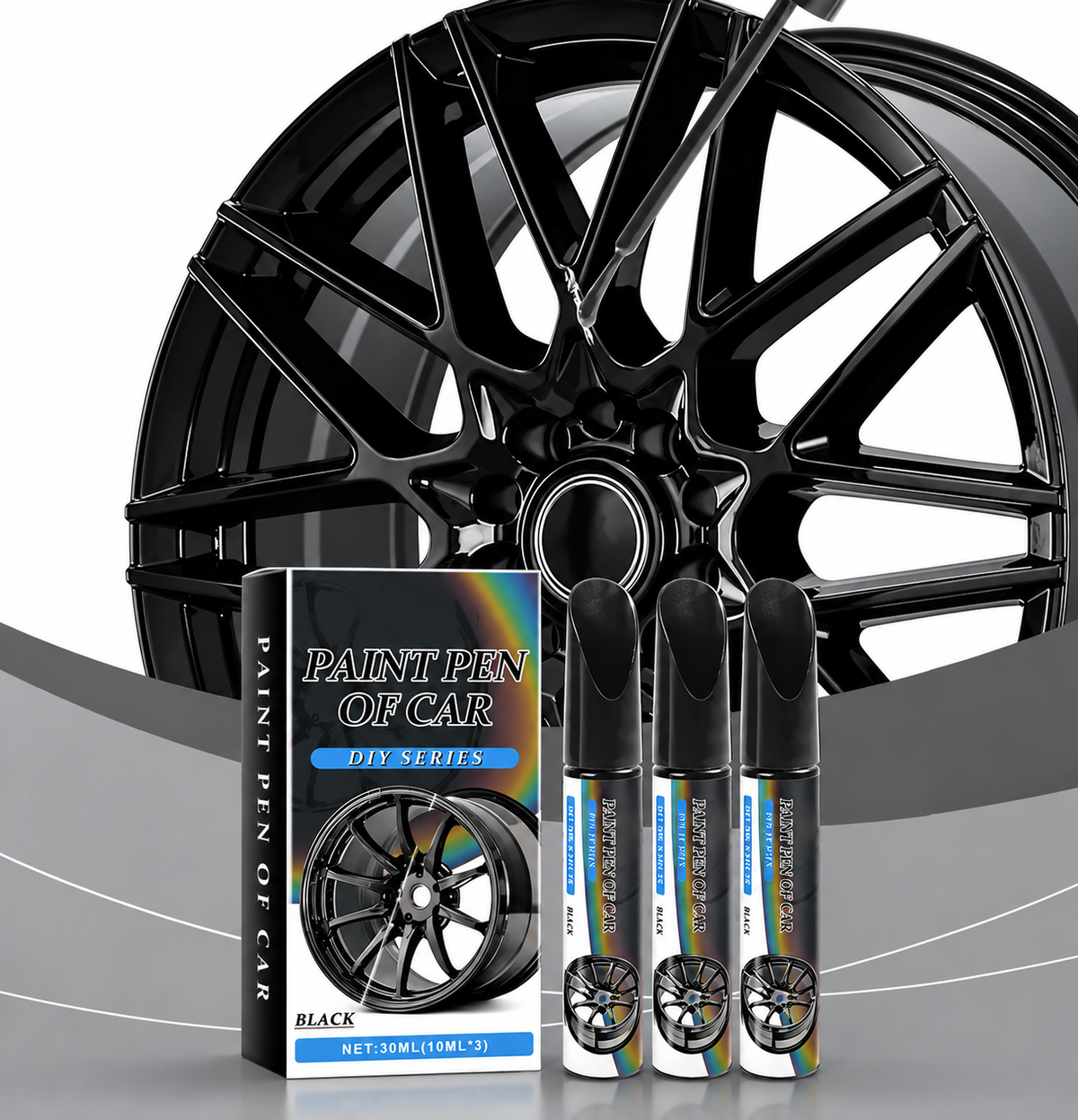 Stylo de Retouche pour Jantes Auto – Noir & Argent